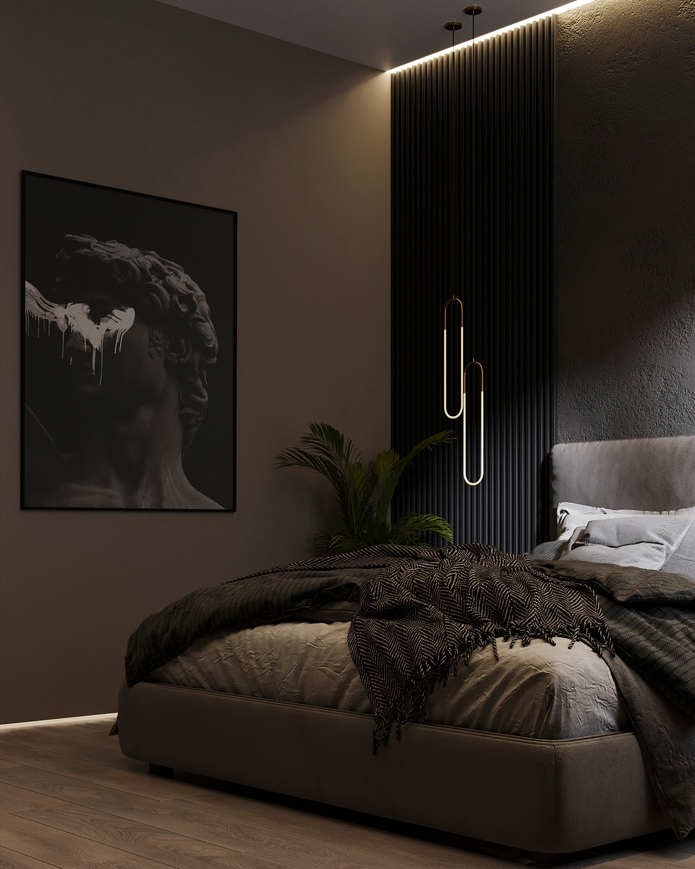 3ds max bedroom concrete corona design Interior light Master minimal visualization