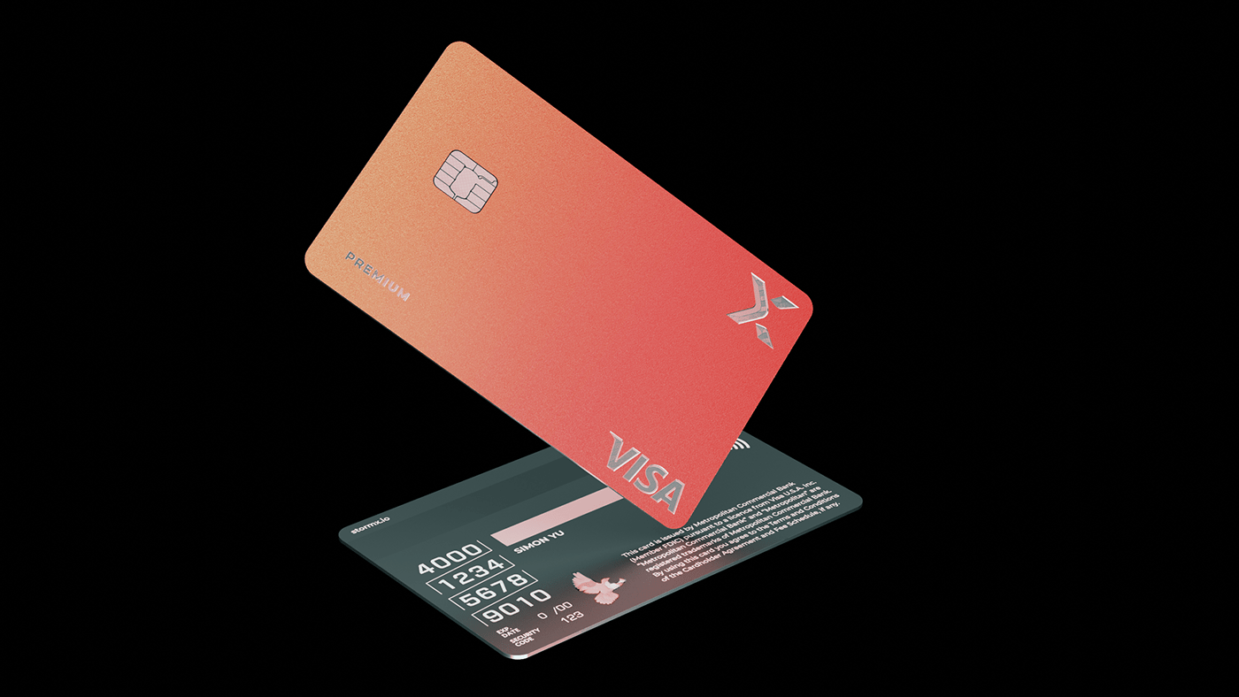 3D credit card Debit card metal card plastic card Render
