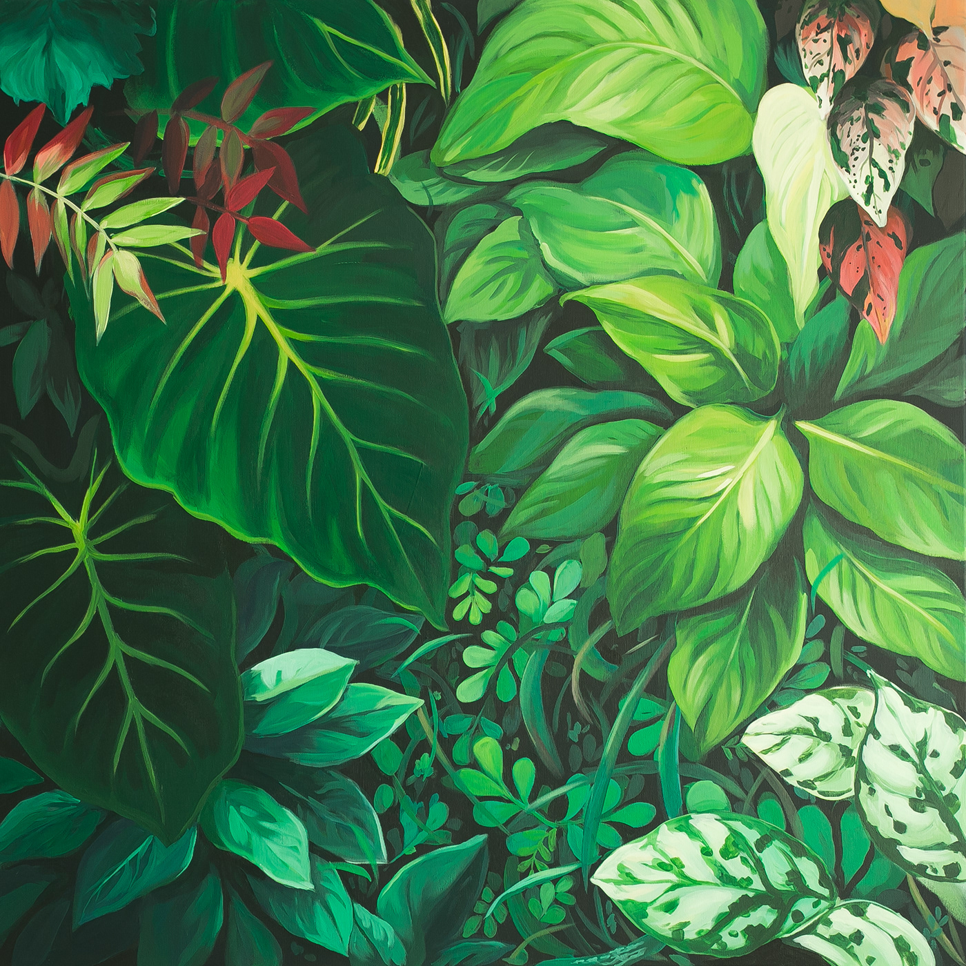 Flora Paintings green leafs Nature natural Flowers jungle