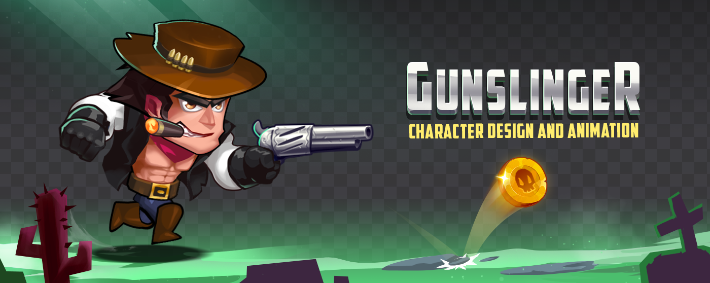 Character design  game design  animation  spine Spine 2D cowboy cartoon gunslinger