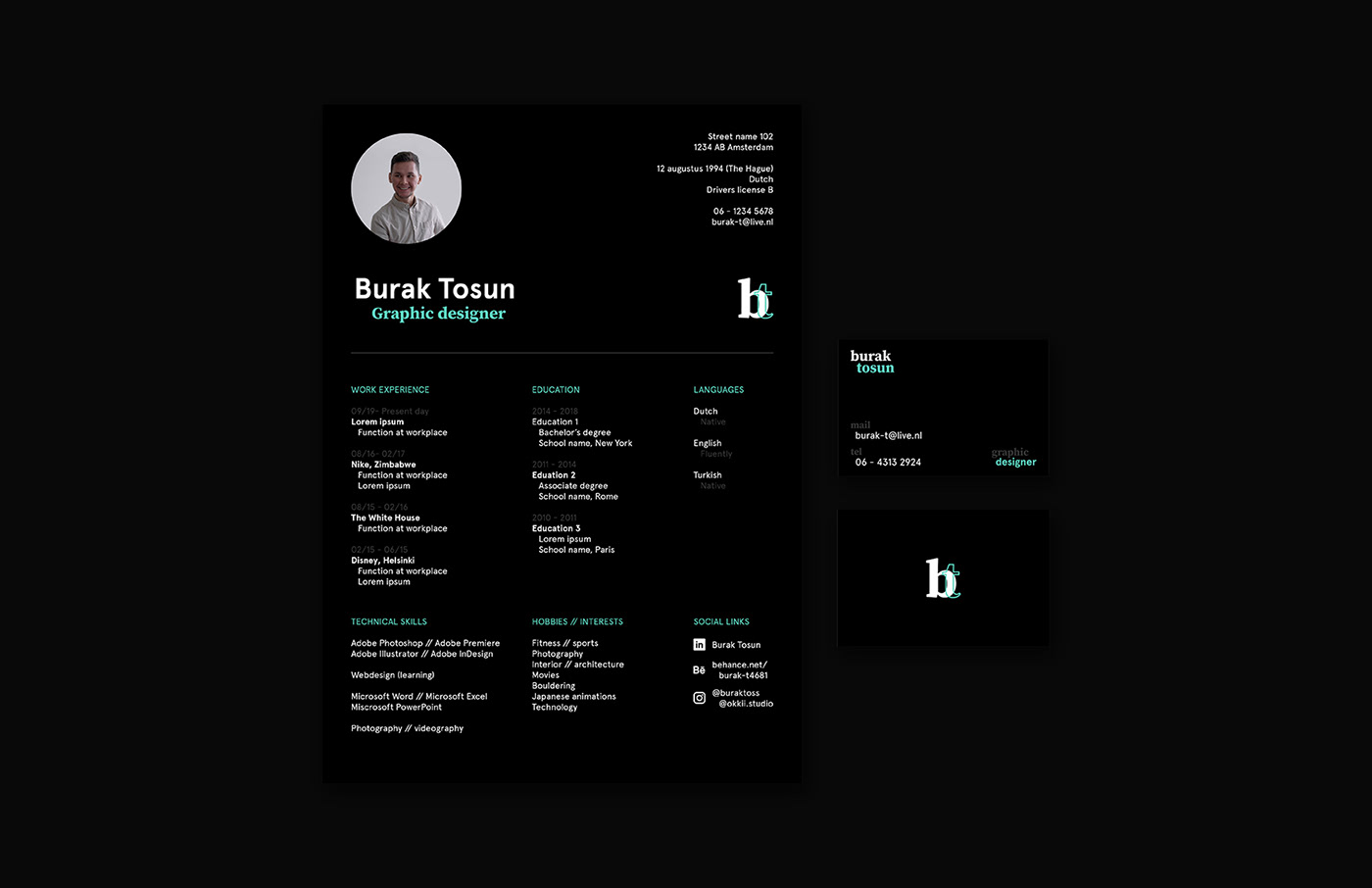Personal Brand identity personal Resume logo Identity Design CV curriculum visual identity minimal
