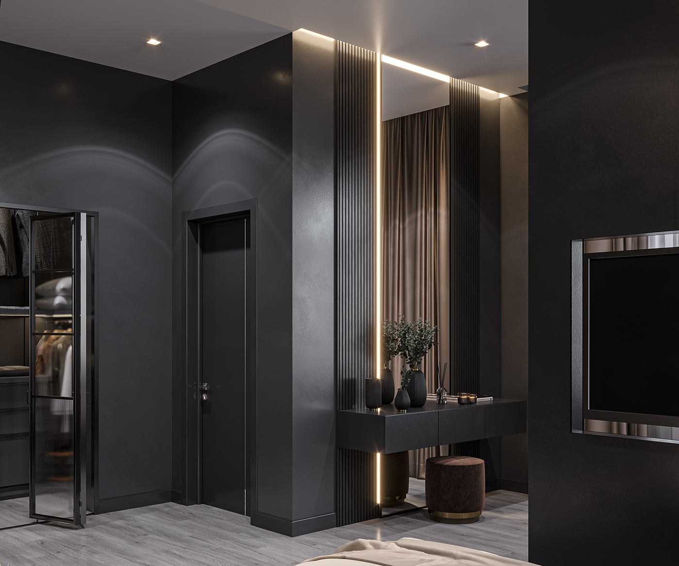 bedroom bedroomdesign bestinteriors black and white blackinterior Interior interior design  minimal modern visualization