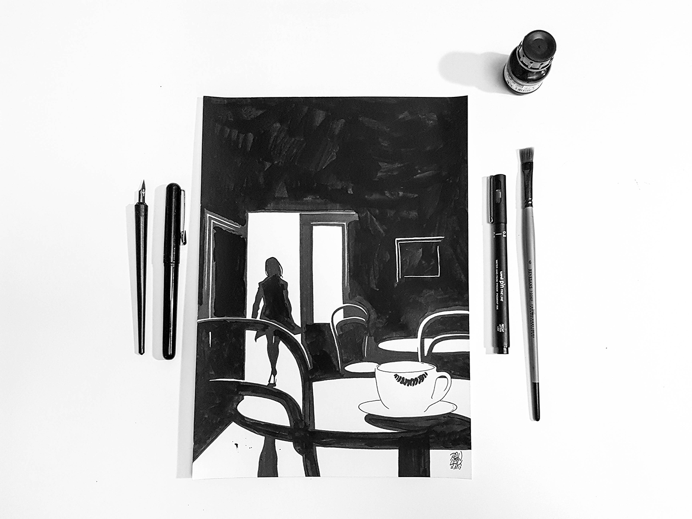 inktober ink ILLUSTRATION  graphic Drawing  sketch black and white traditional tools