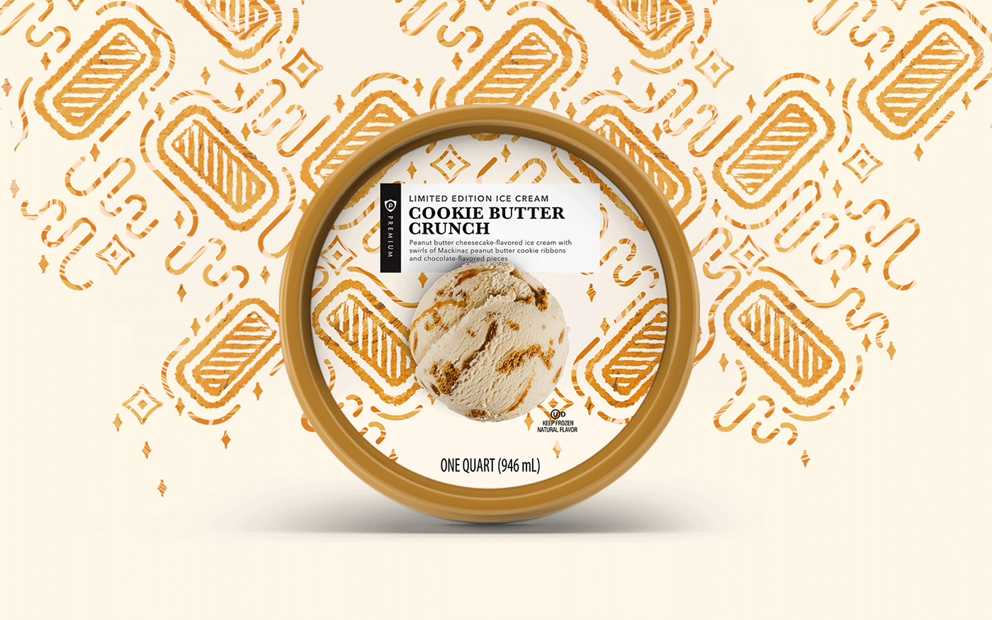 publix ice cream cookie butter crunch caramel swirl pattern geometric cookie speculaas crumbs
