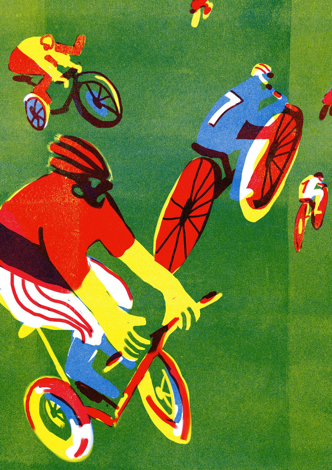 Bicycle cyclists ILLUSTRATION  Olympic Games print race RGB screen printing sport