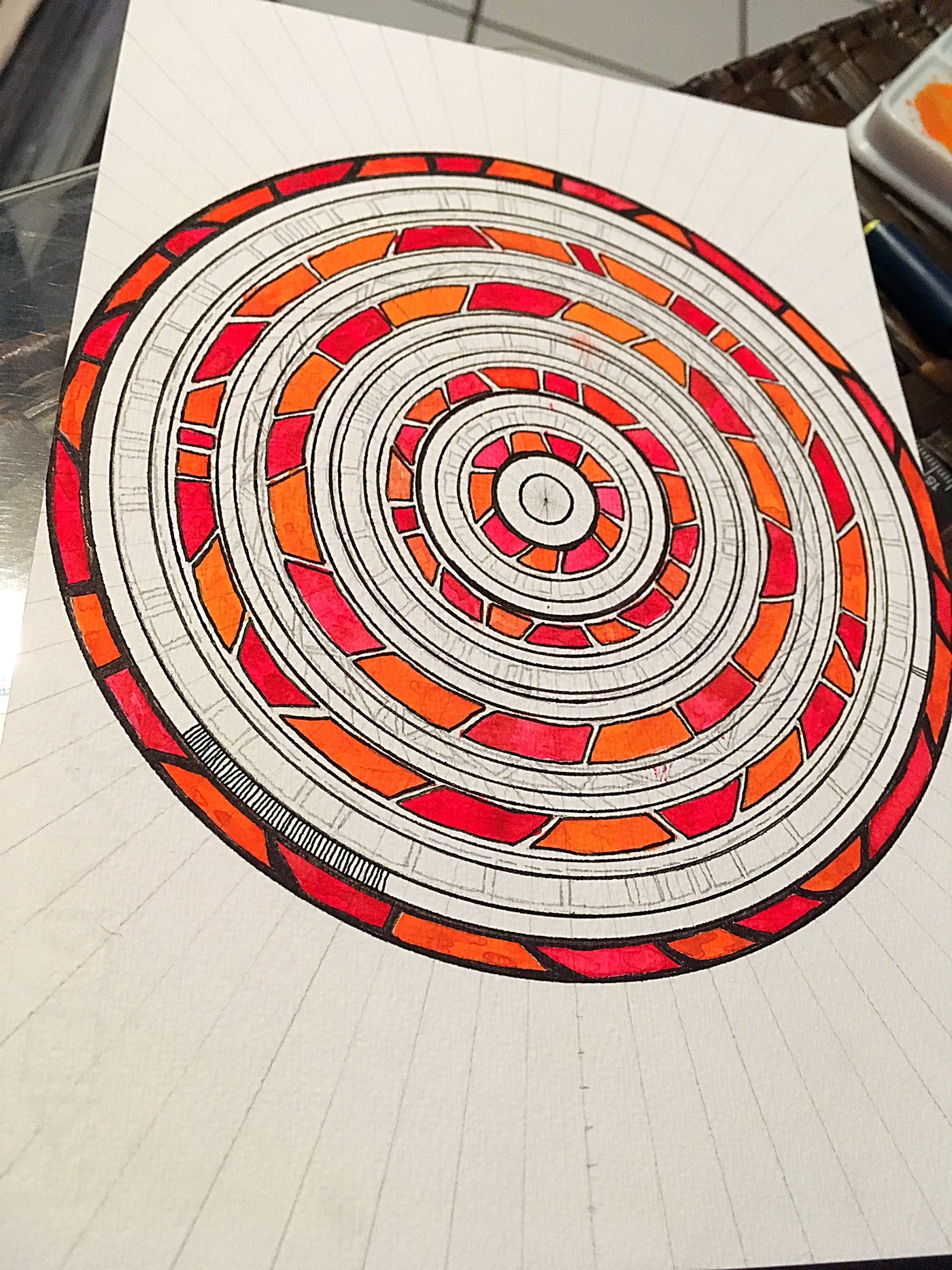 zentangle watercolor ink color art Mandala