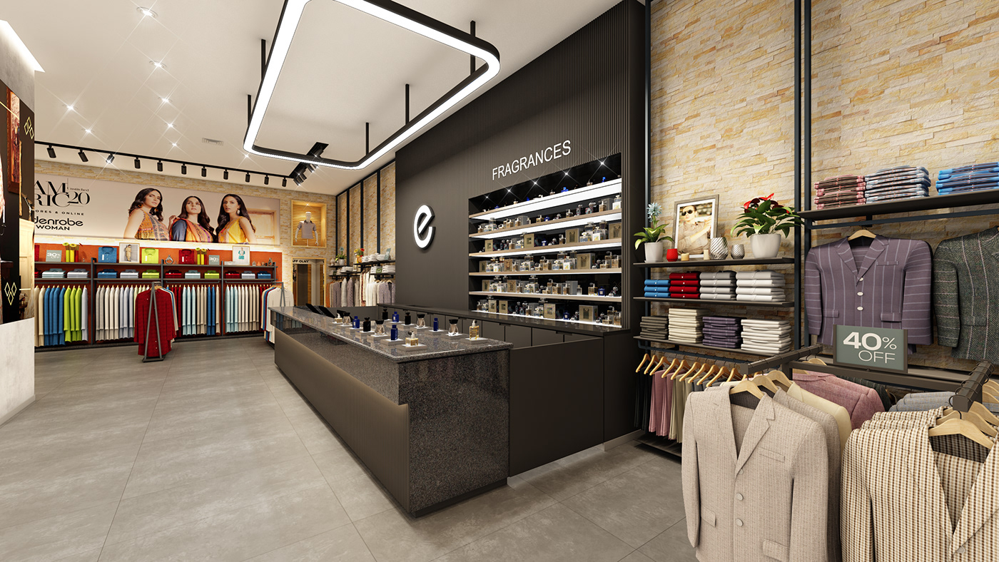 Retail design architecture interior design  Visual Merchandising lighting shopping mall Dolmen Mall Edenrobe