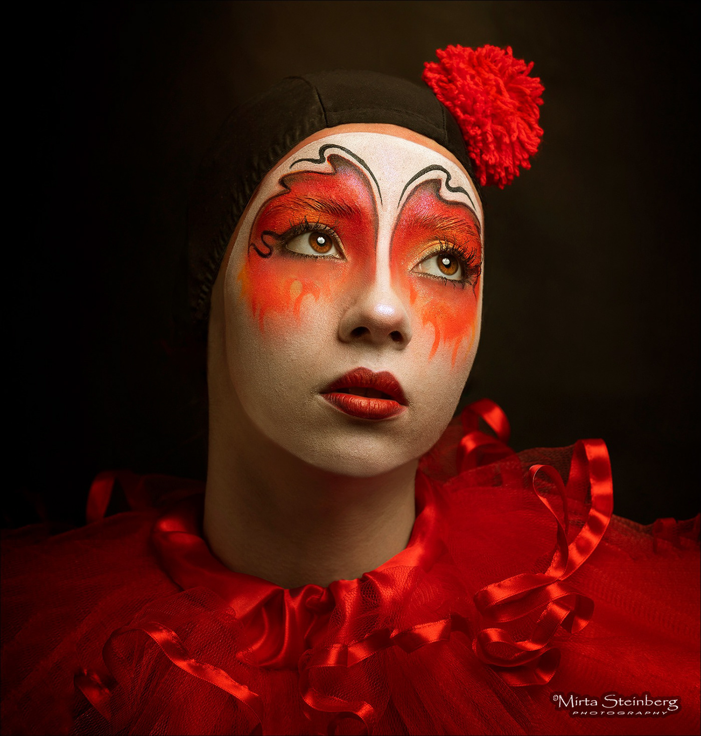 fire flame Photography  model clown Character makeup retouch Pierrot