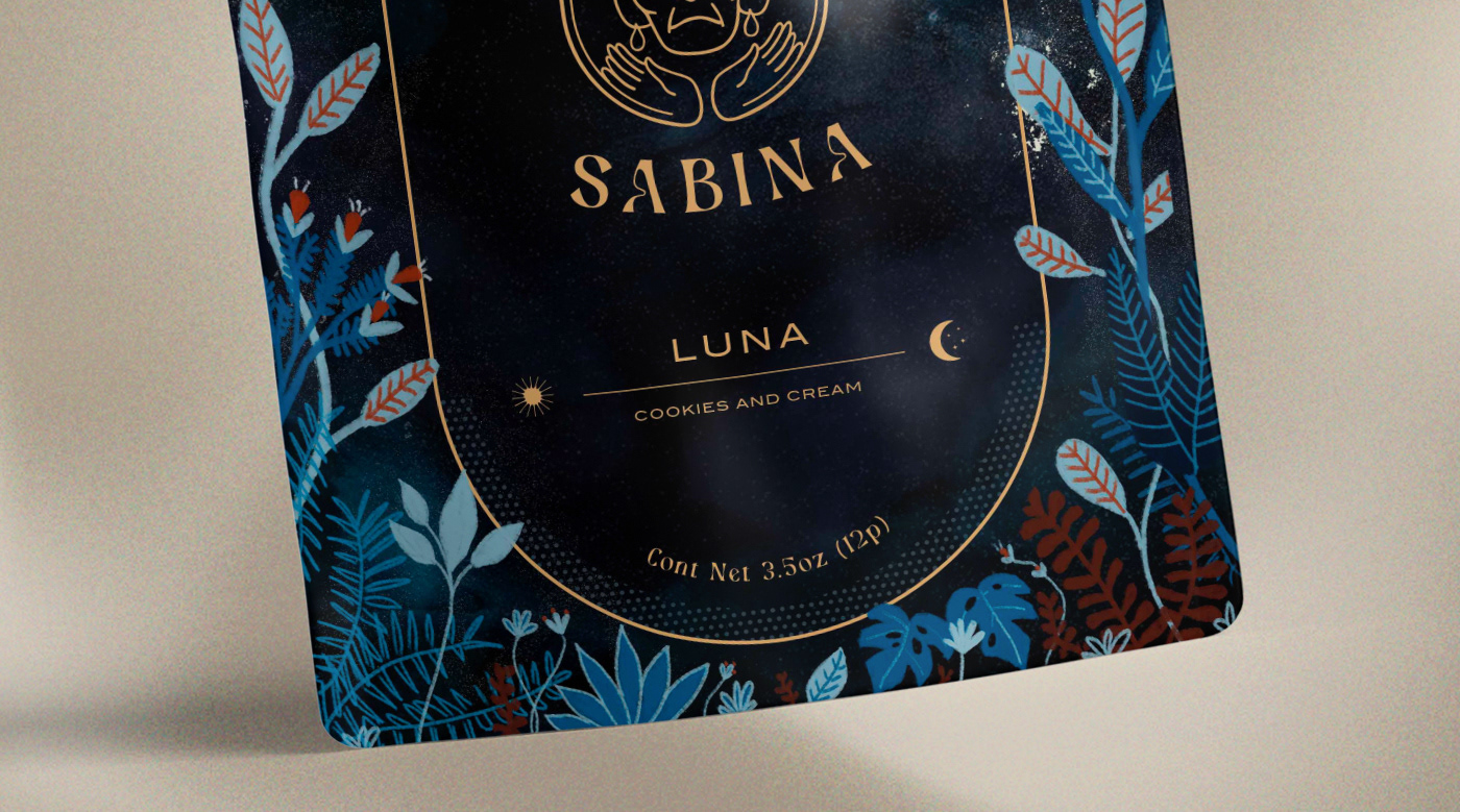 sabina Logo Design Packaging product design  brand identity cosmic empaque groovy chocolatepackaging   magicmushroom
