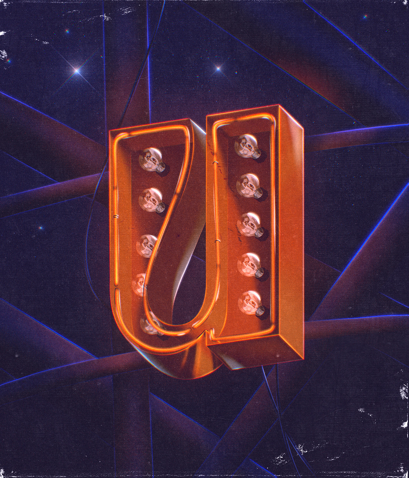 Digital Lettering of the letter U for Uncle Buck