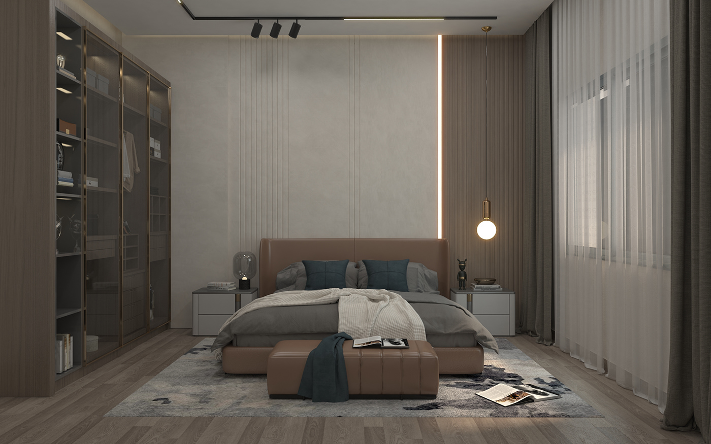 bedroom interior design  Render minimal luxury architecture 3D visualization modern