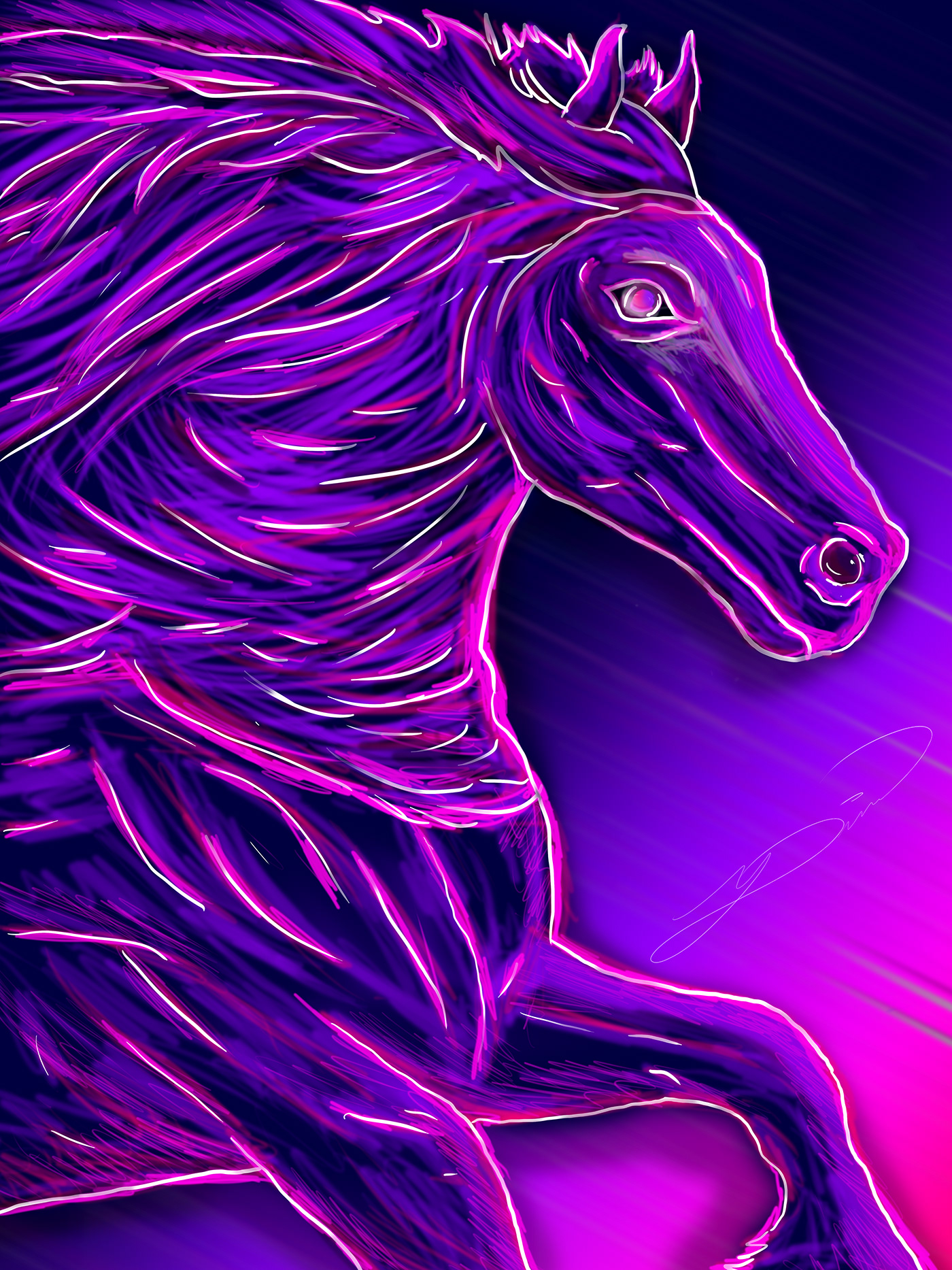 animals art colorful design digital Drawing  glow horse ILLUSTRATION  painting  
