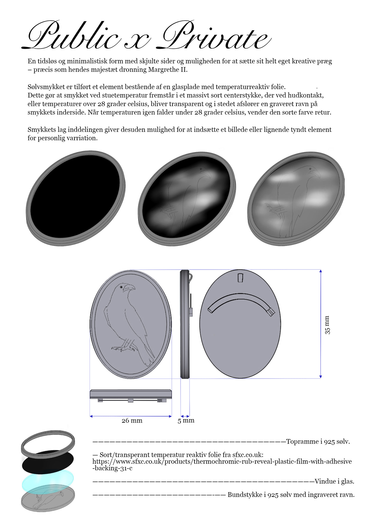 3D Sketch Jewellery design konkurrence bidrag Sidsel Dauv Thermochromatic thermochromic