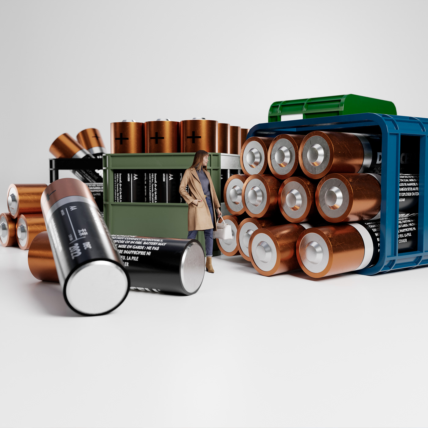 blender 3D installation battery Exhibition  modern isometry