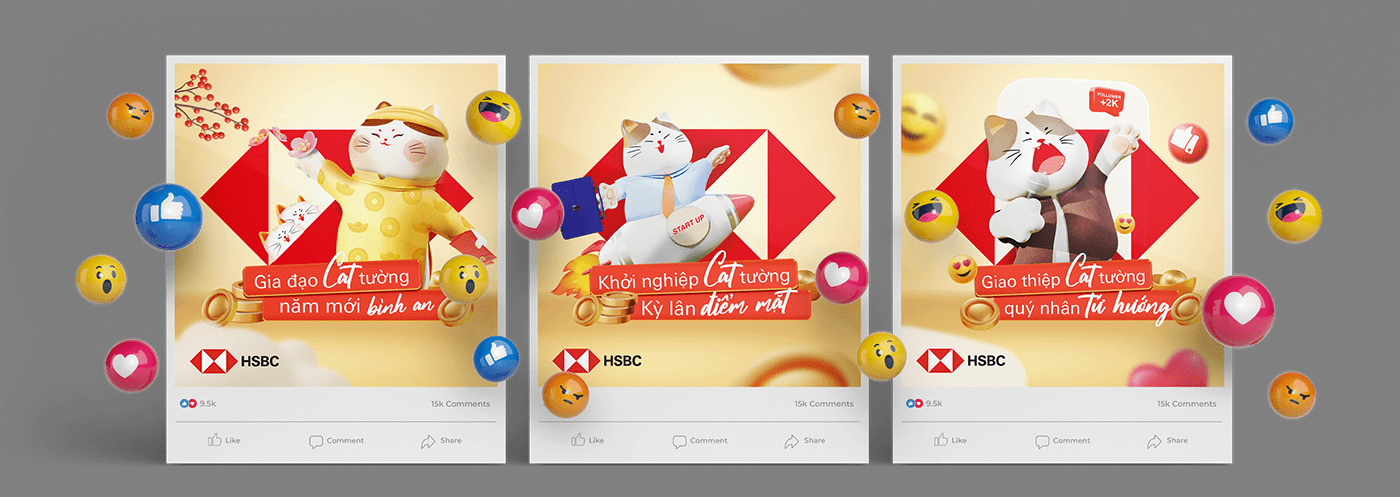 HSBC new year social media Cat red