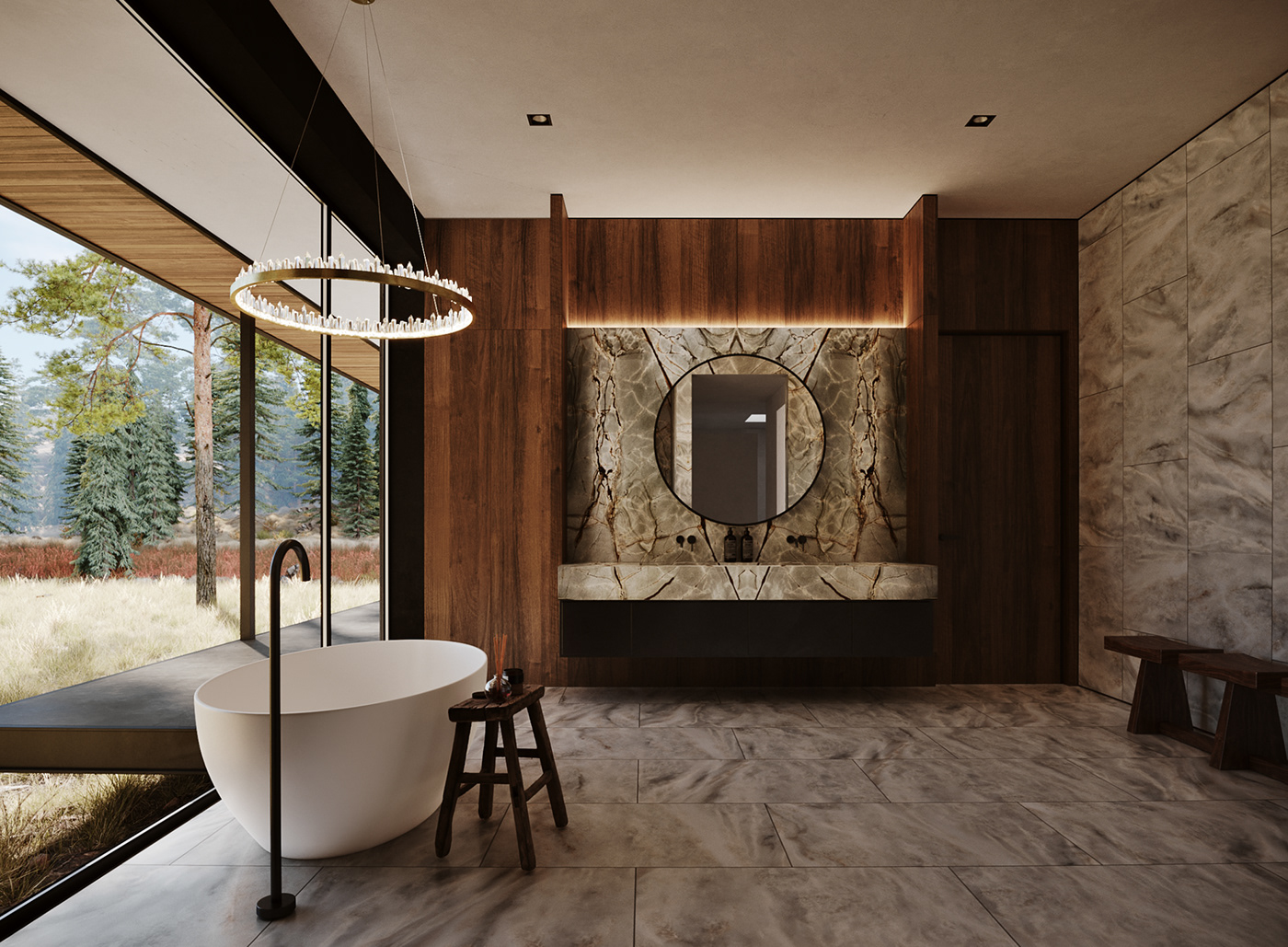 3dsmax corona forest house luxury modern real estate Render Residence Villa