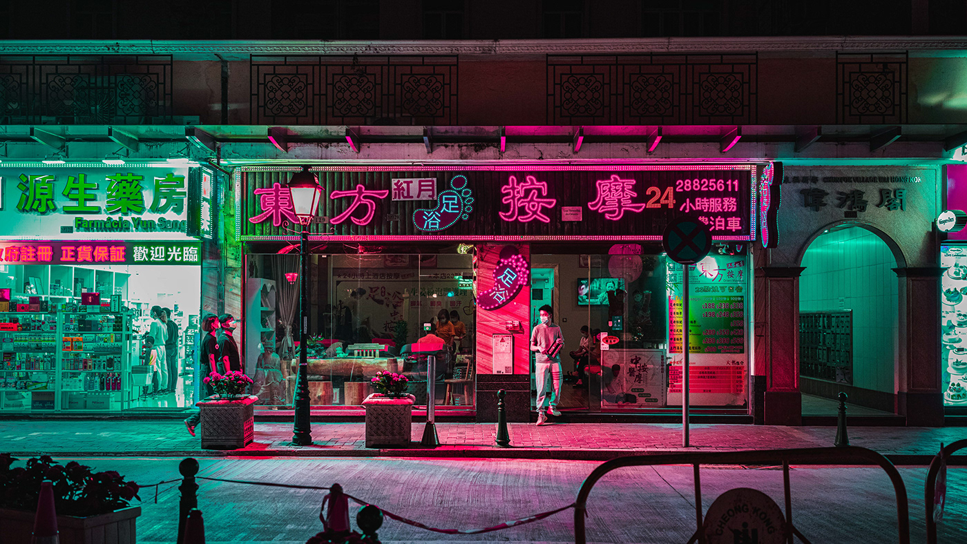 cyber Cyberpunk Macao macau neon night