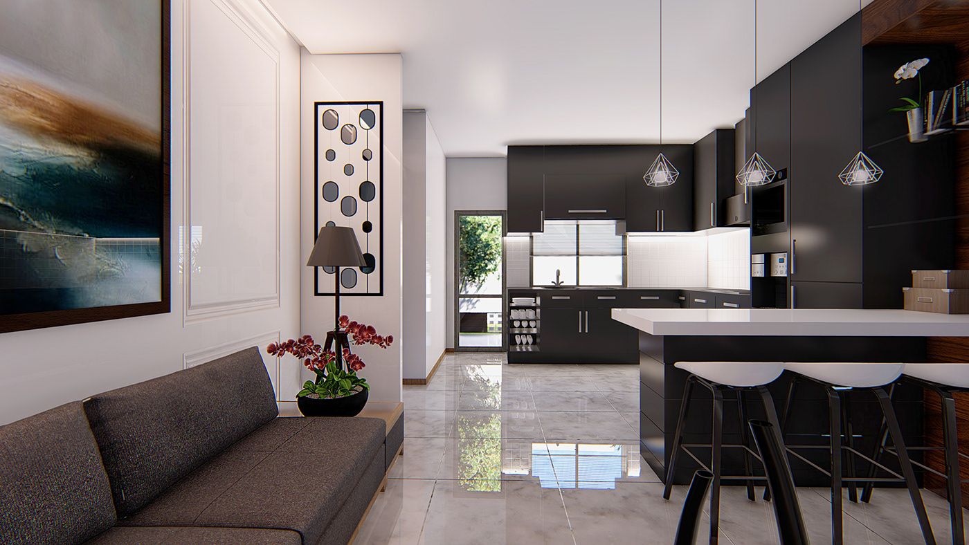 architectural interier kitchen Livingarea rebuilt redesign Remodeling smallareas tv-unit visualisation