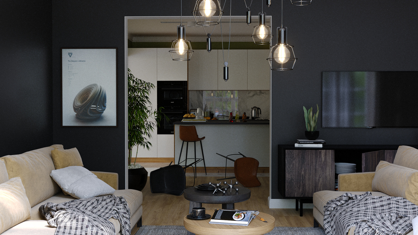 минимализм уют LOFT гостиная   кухня kitchen living room interior design 