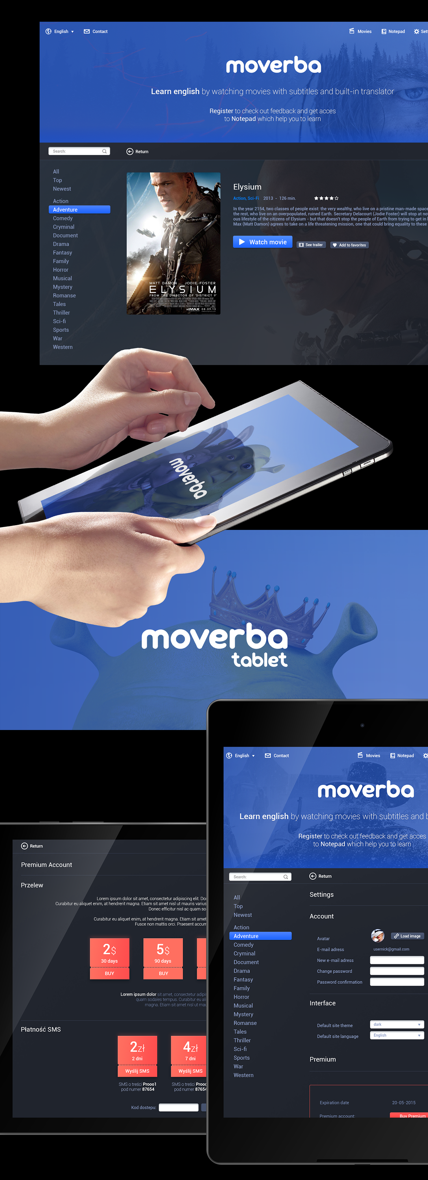 Movies Cinema Webdesign mobile movie learn moverba branding 