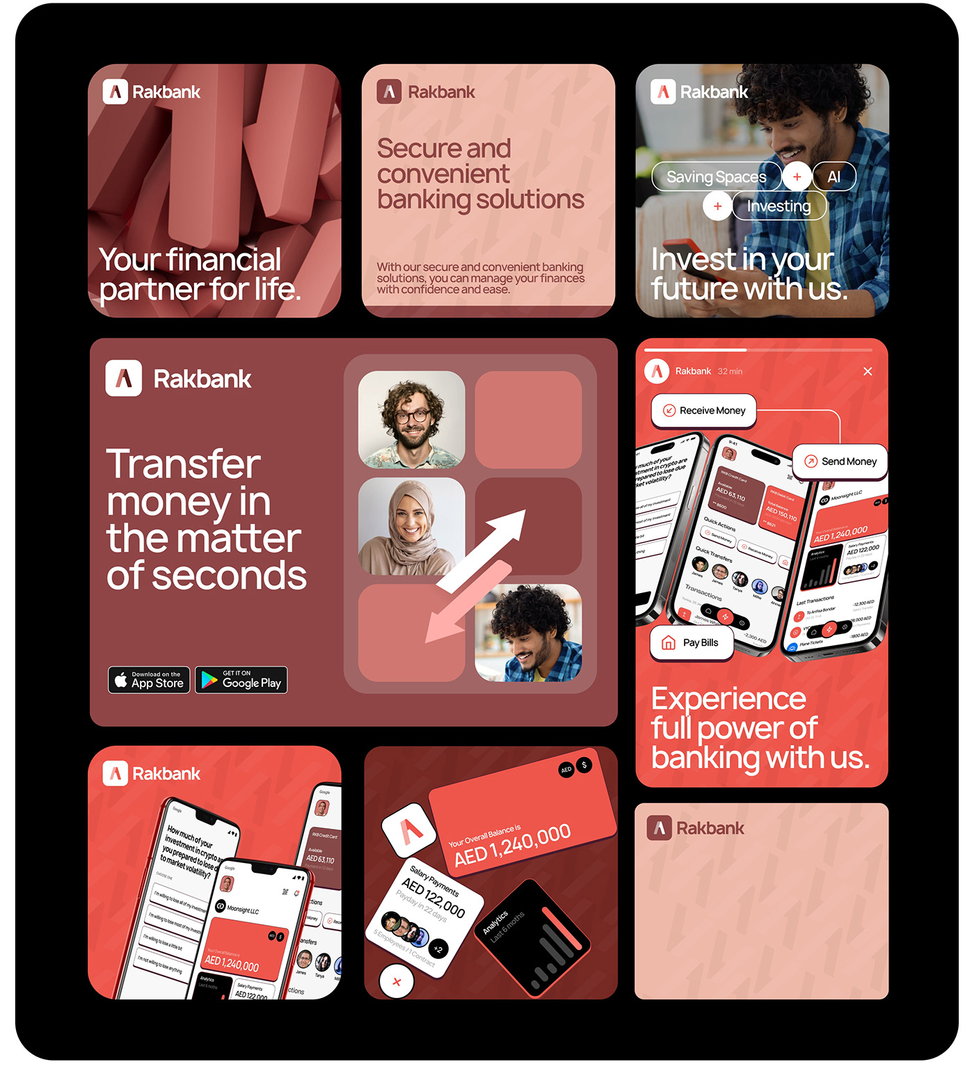 app Bank finance Fintech Packaging red ux/ui