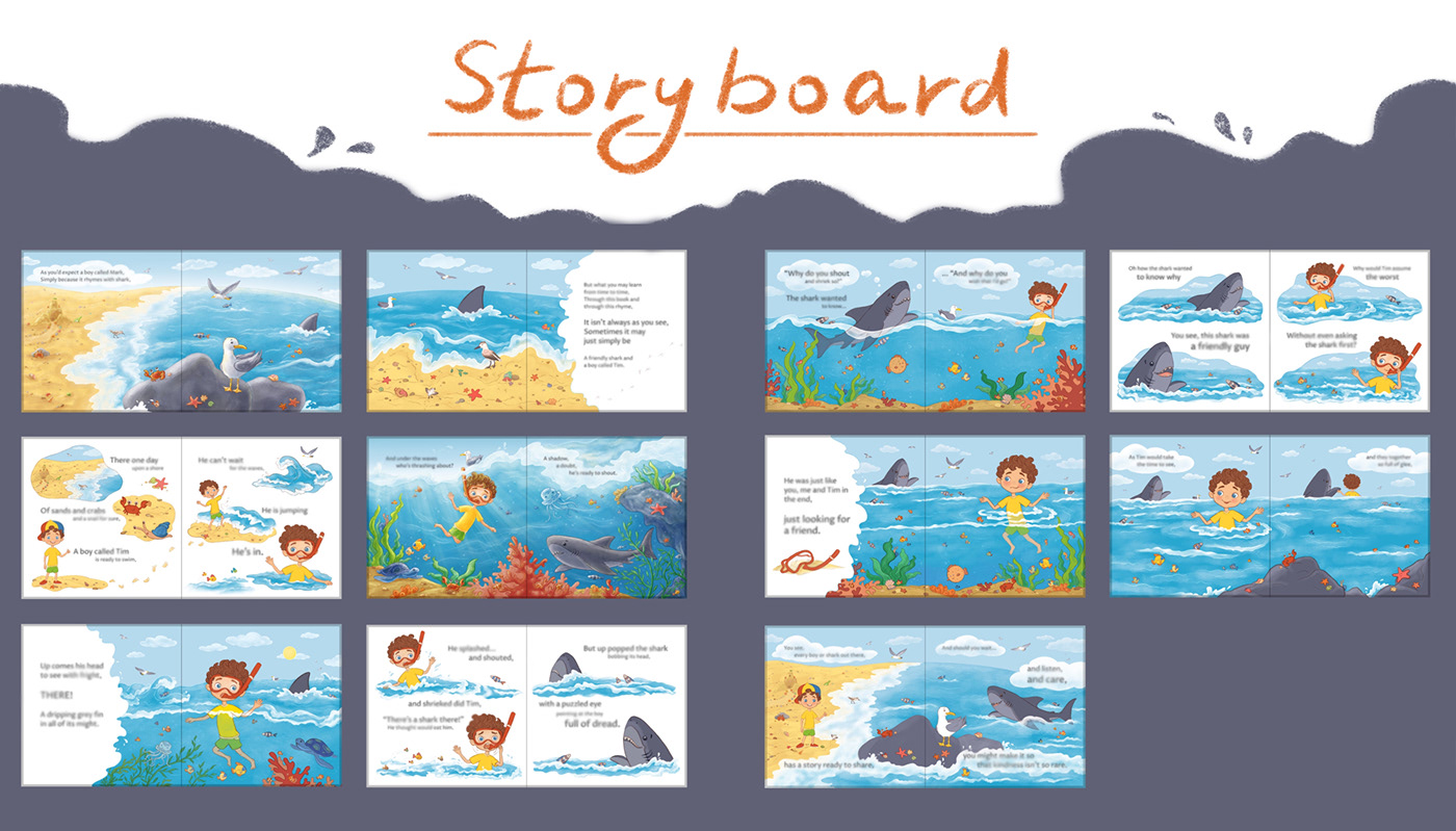 children illustration Character design  book cover funny digital illustration Picture book shark book illustration children’s book sea