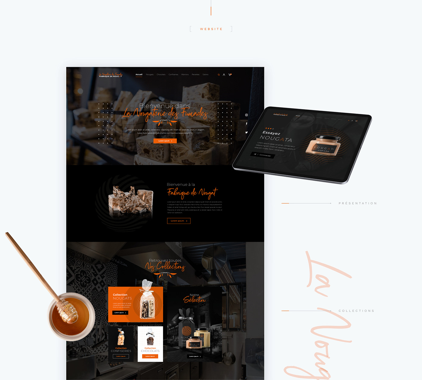 brand branding  Candy chocolate Food  orange Packaging sweet UI Website