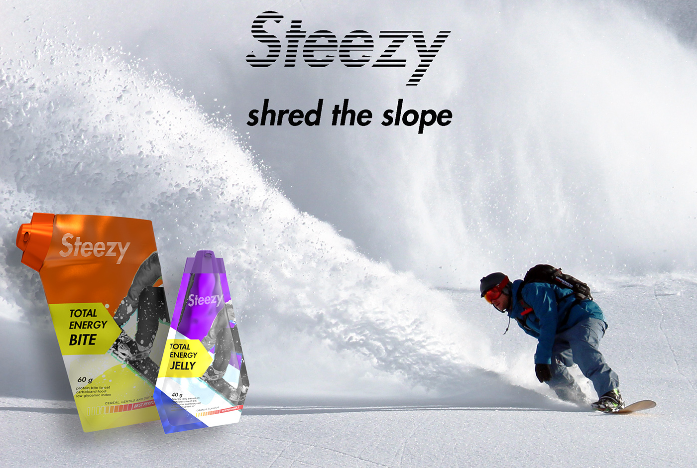 food extreme sport snowboarder jelly brand