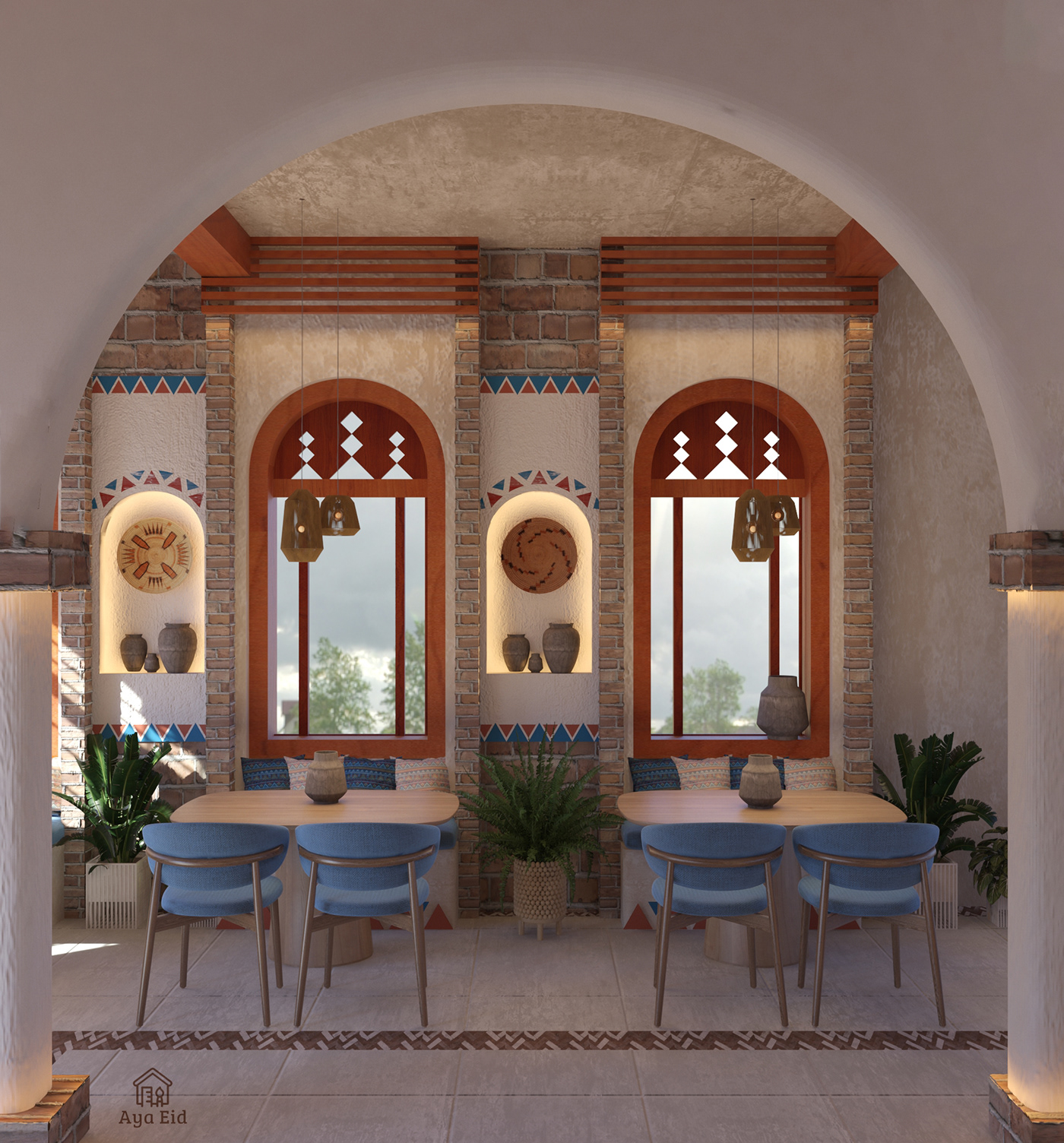 restaurant interior design  graduation graduation project Nubian heritage Park 3D exterior architecture
