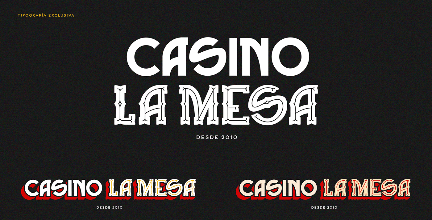 casino La Mesa branding  Las Vegas rotulación Orquidea Tequendama identidade visual Juegos lettering