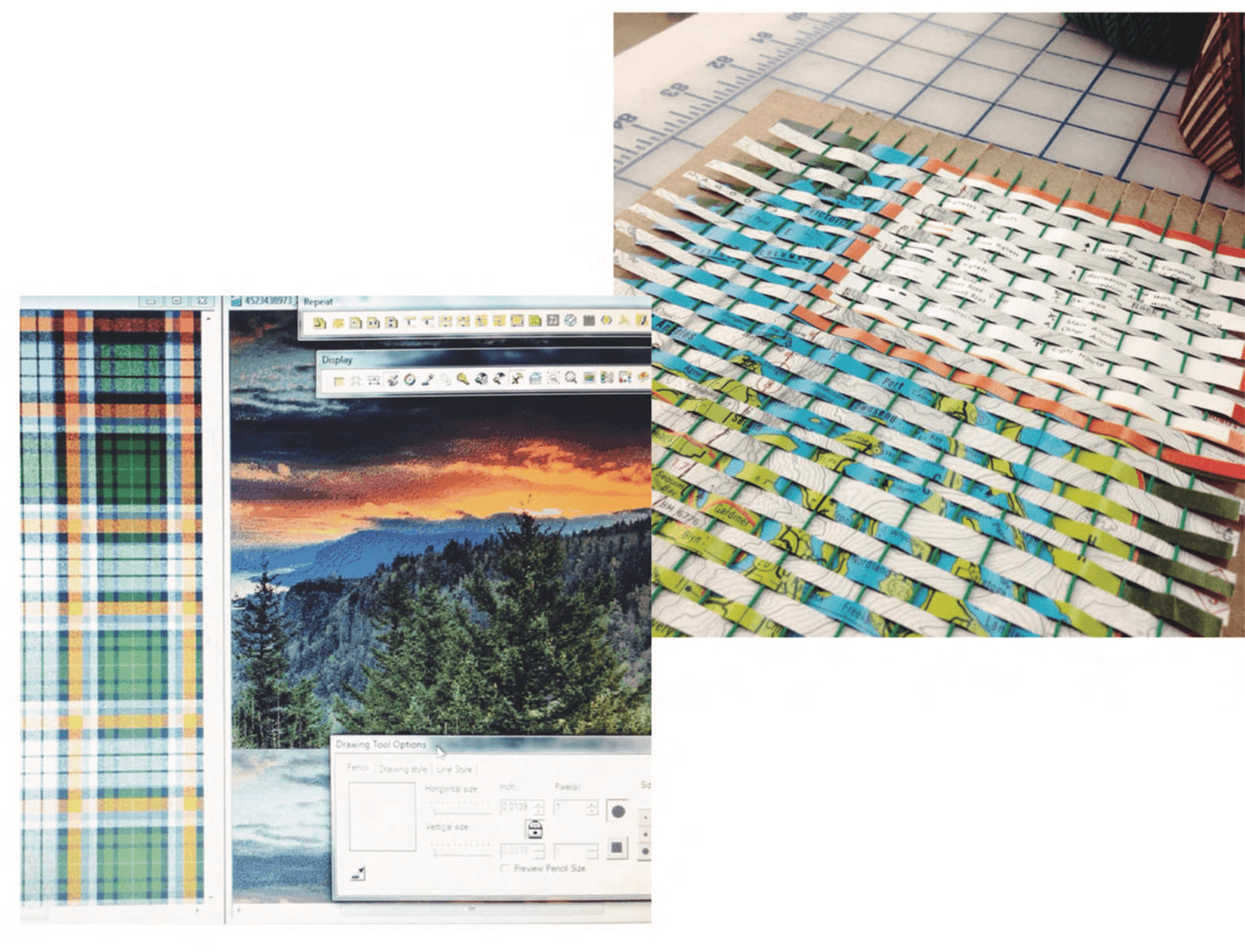 weaving loom Woven Landscape birds fiber fiber art textile samples fabric fabrics Textiles weave twill tapestry