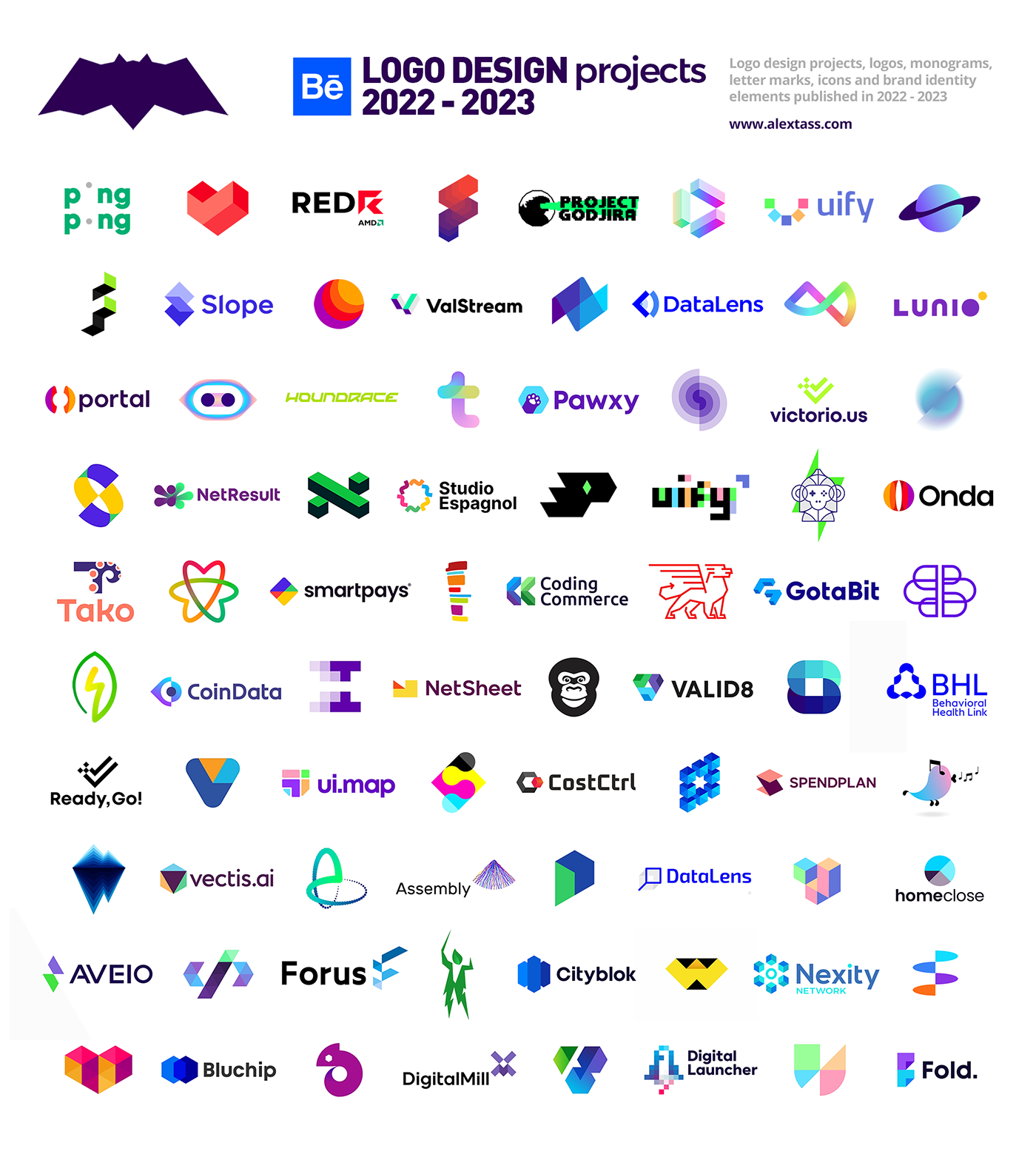 Logo design portfolio 2022 2023 of logo designer Alex Tass