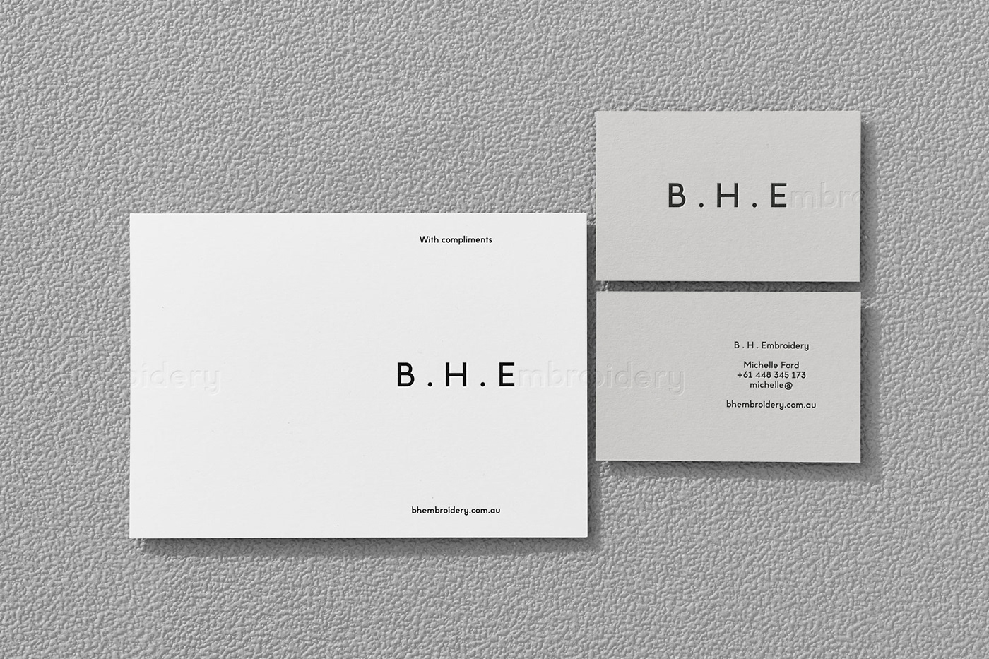 Stationery letterpress colorplan black and white grey business card letterhead With Compliments Slip emboss