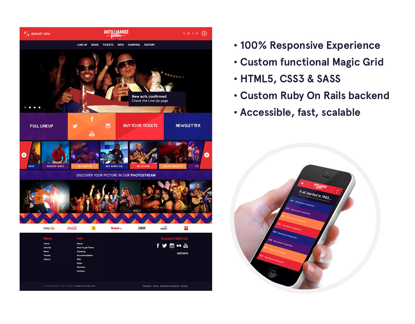 Responsive Design grid Webdesign festival color party funky interactive Responsive tablet smartphone app DANCE   salsa reggea