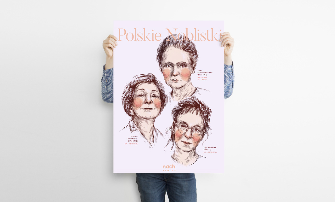design natalia chachuj nobel poland Polish illustrator poster Poster Design wroclaw