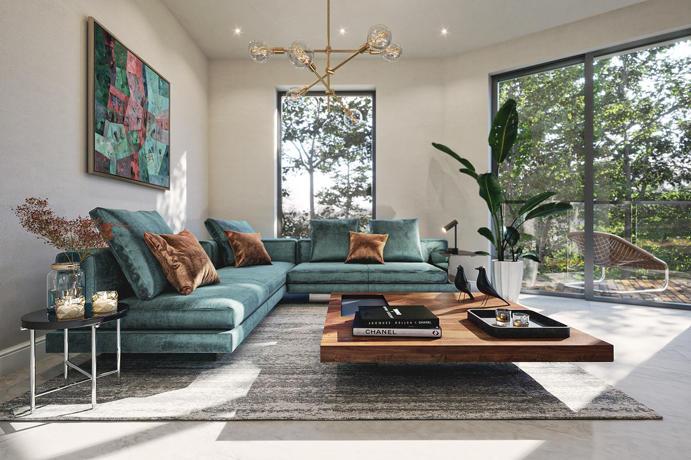 3D 3d art 3D Rendering Couch Daytime living room Minotti Render visualization