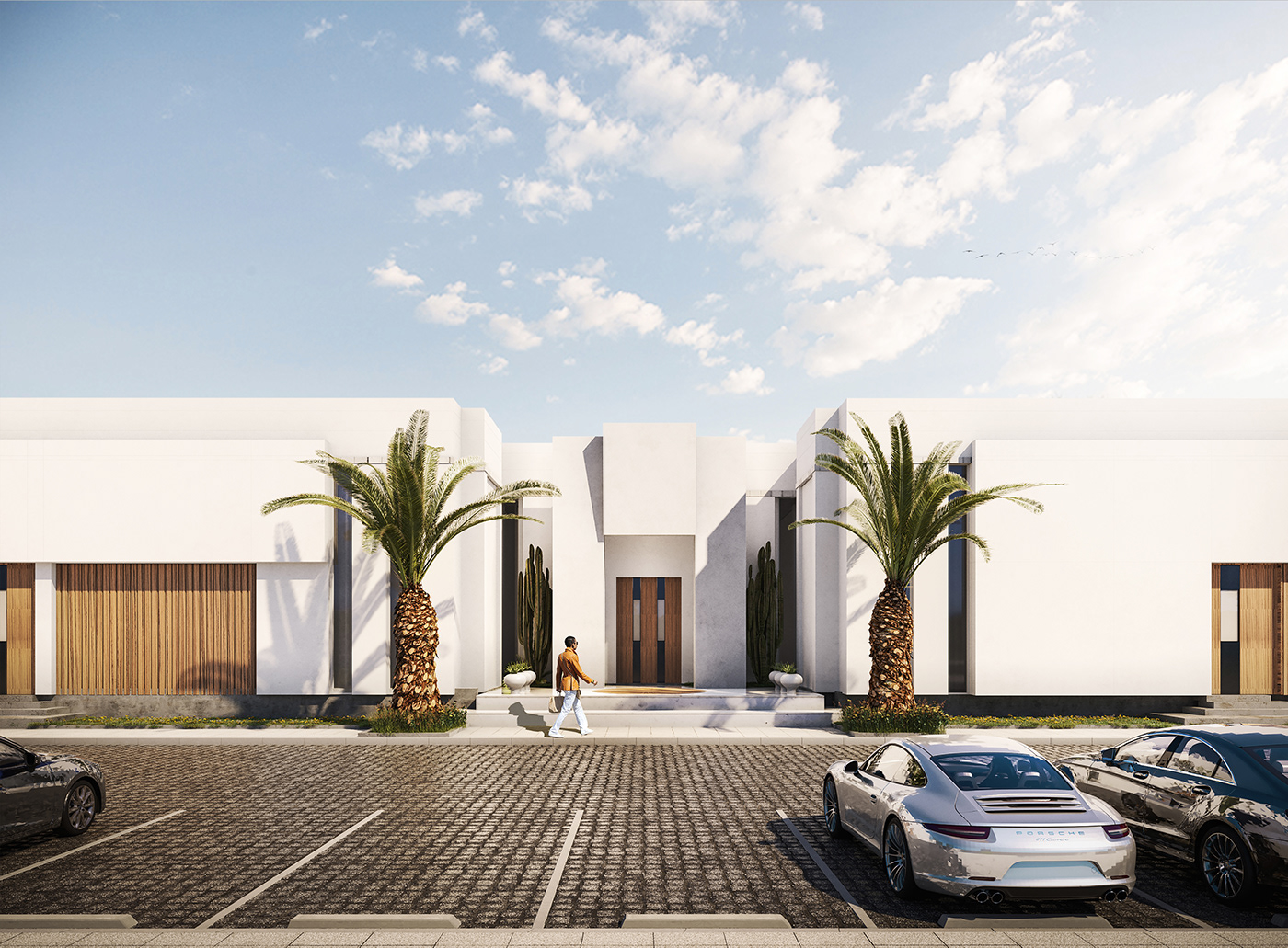 architecture architecturedesign contemporary facadedesign KSA Minimalism rendering residential Villa White