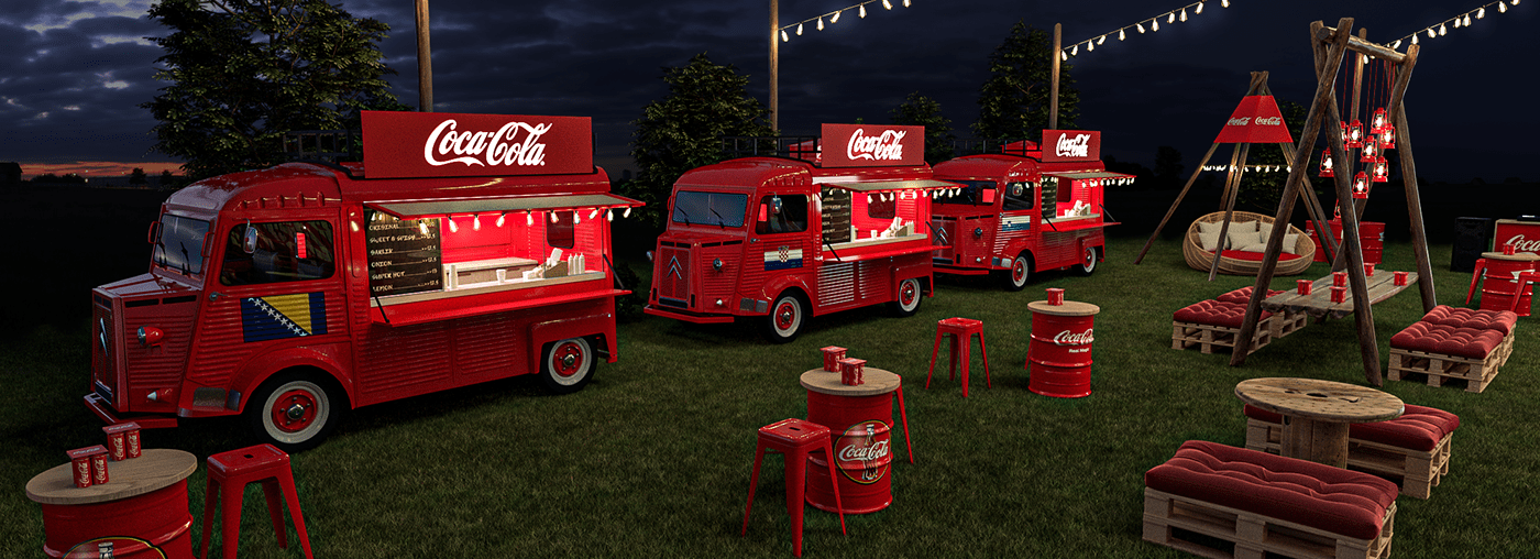 Coca Cola village BBQ design Event festival Stand Exhibition  booth Exhibition Design 
