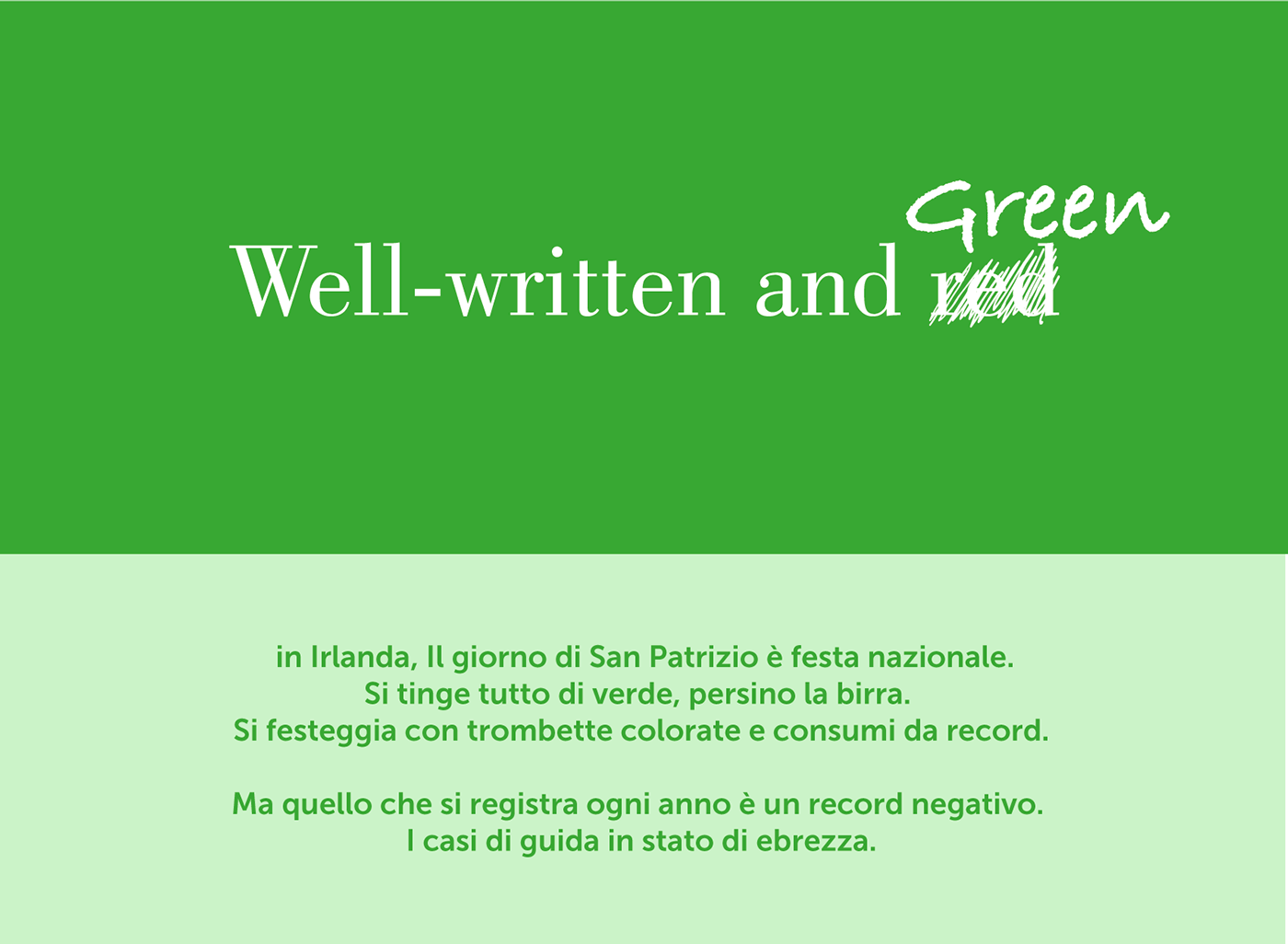 st.patrick's day san patrizio economist copy ad Copy announce green Verde alcol Fun drunk
