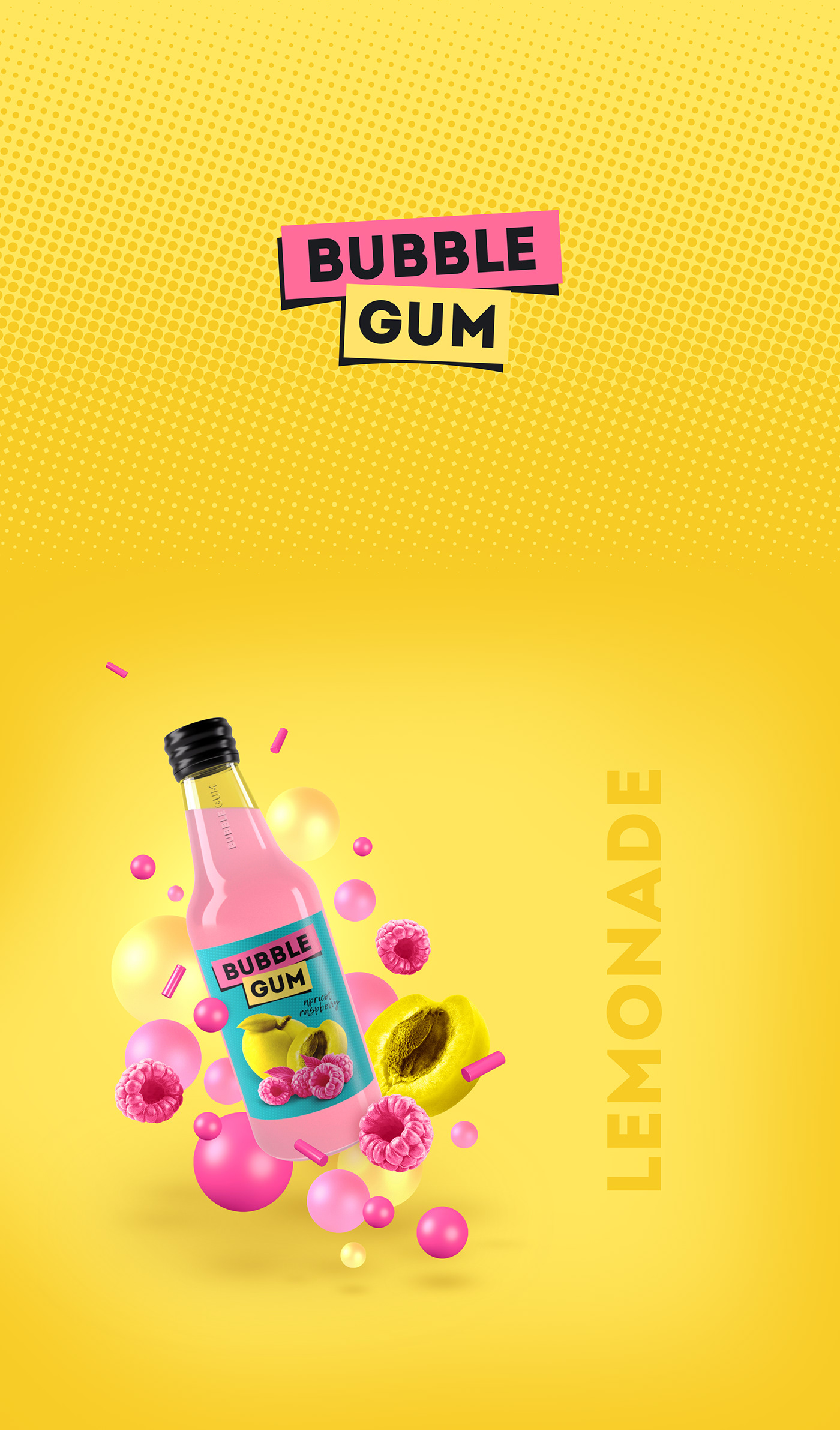 bubble gum lemonade Packaging branding  Label Pop Art teenager hell year drink bottle