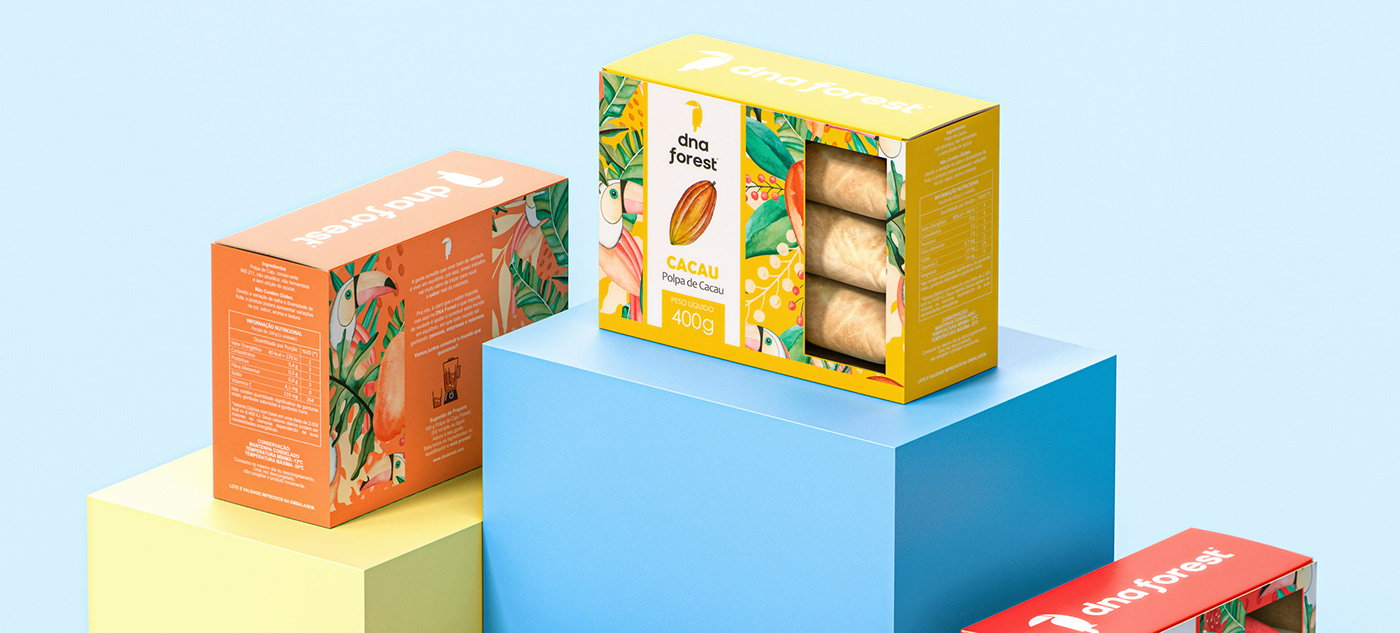 package fruits paper box Tropical colors Kraft summer