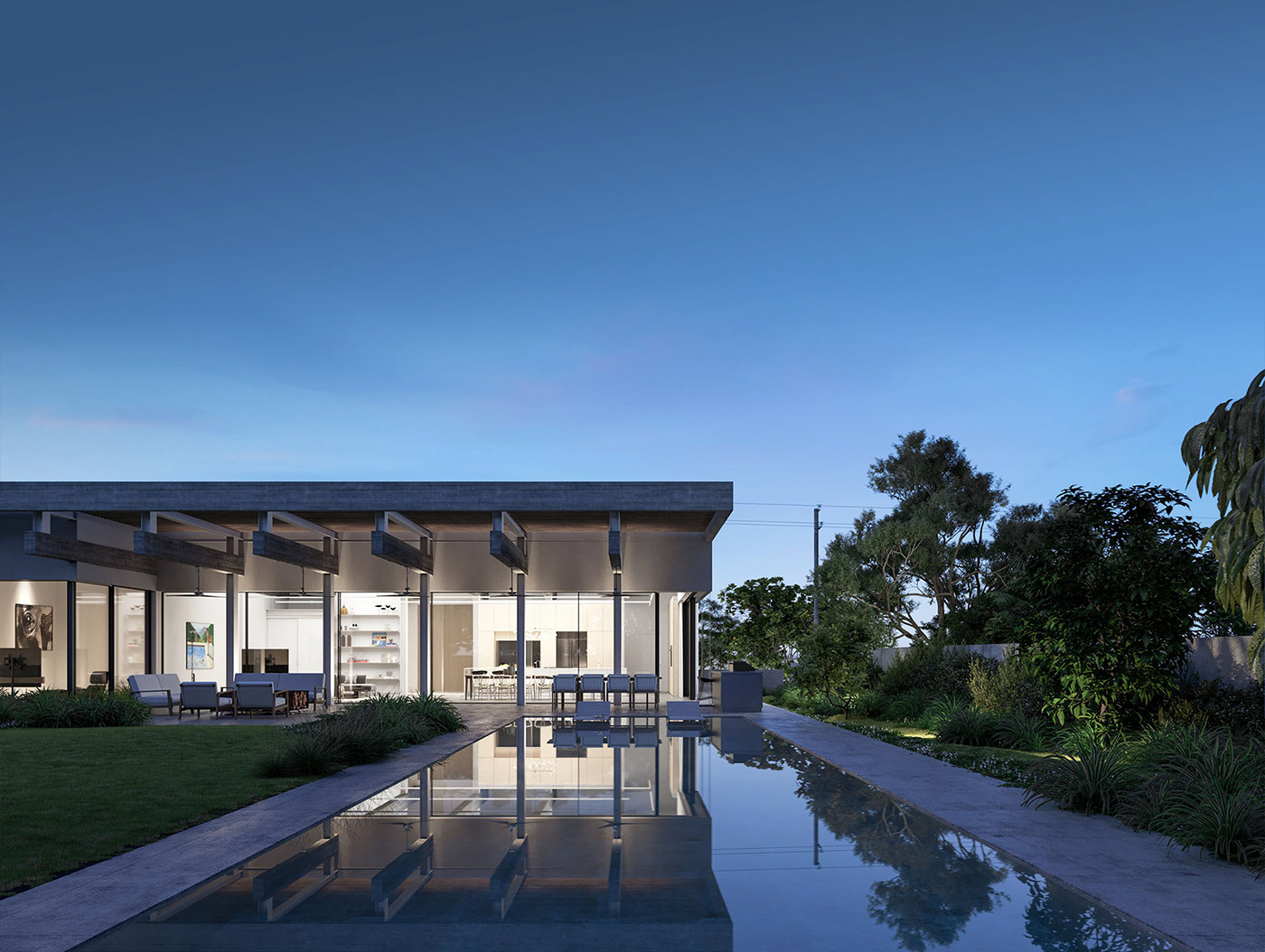 3D architecture home interior design  Luxury Design modern private house Render Villa visualization