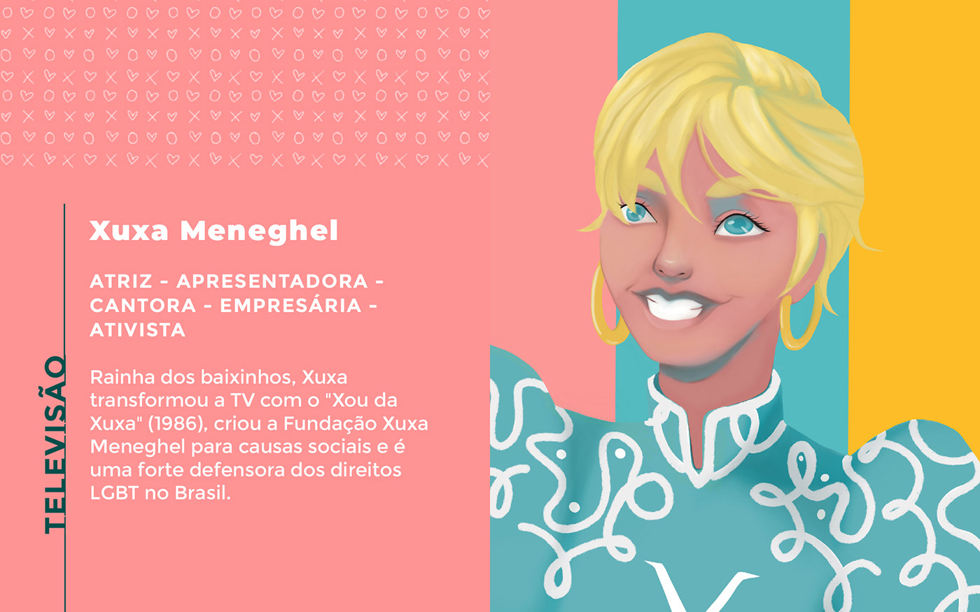An illustrated portrait of  Xuxa Meneghel, a famous brazilian television presenter
