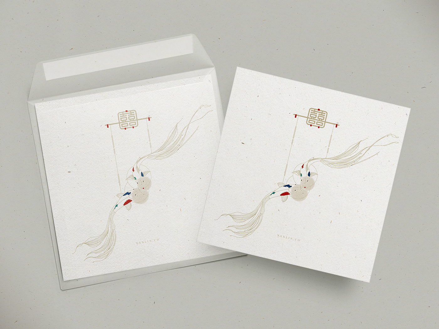 chinese wedding fish 中国风   print design  Calligraphy   card poster Invitation ILLUSTRATION 