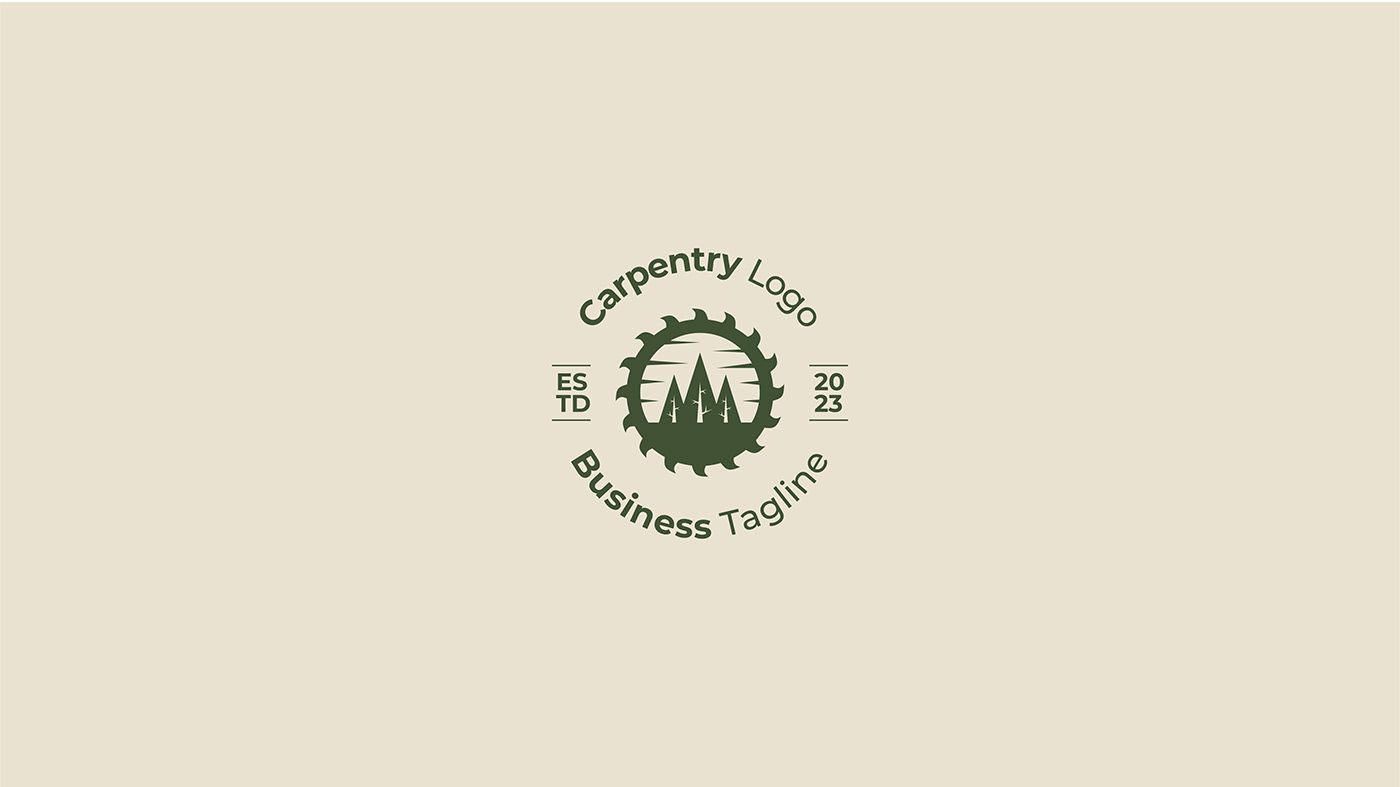 logo wood Carpentry carpenter handyman woods forest trees brand identity template