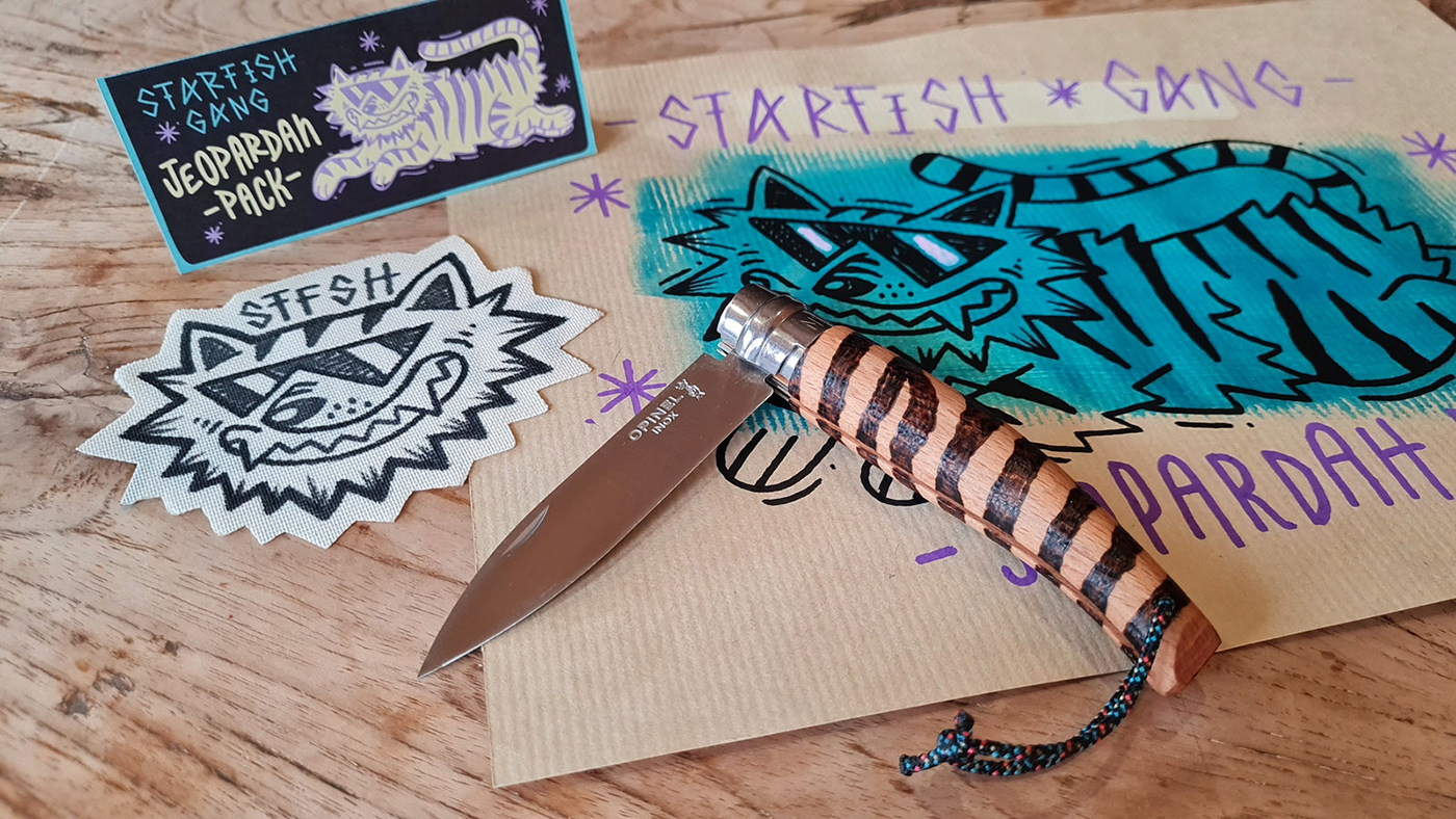 Bike bikecycling bikepacking doodle Drawing  knife knives limited patch pyrogaphy