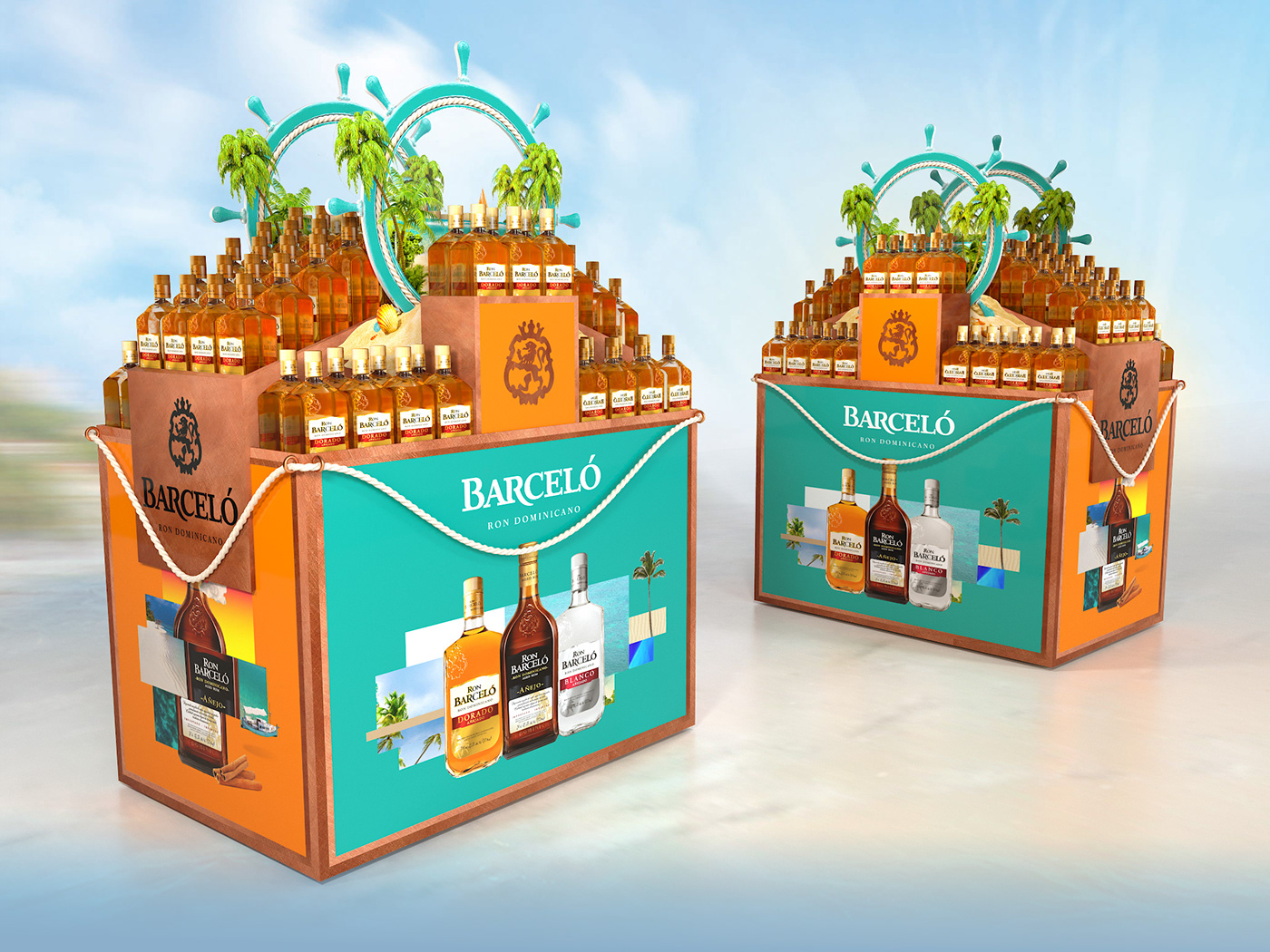 pos posm pop Display cardboard creative display Rum ron Barcelo merchandising