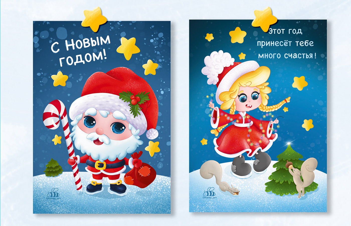 cartoon Drawing  Character design  concept art sketch stickers greeting card Christmas new year winter