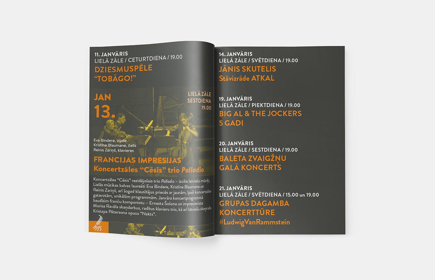 Booklet concert hall graphic design  repertoire Concert program Latvia latvian InDesign
