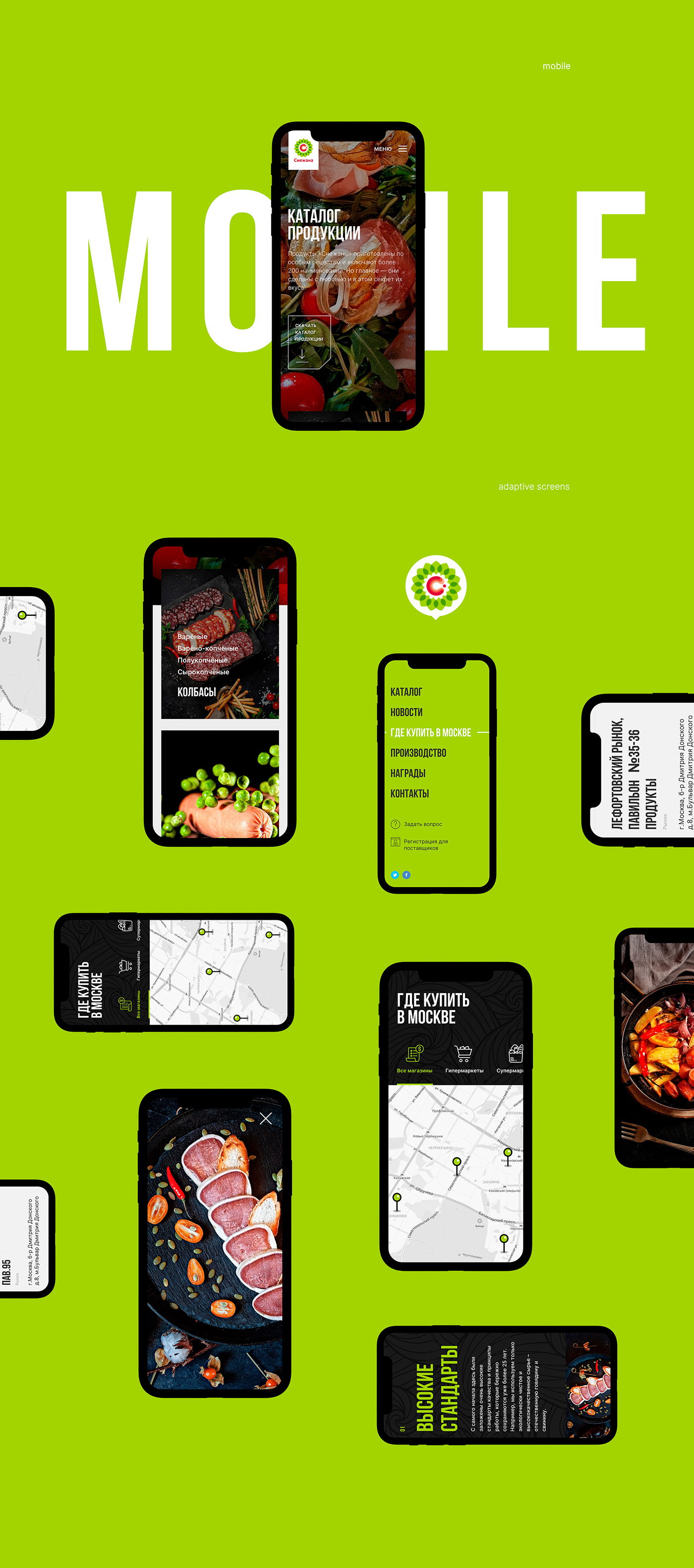 Website UI ux Food  meat green dark Responsive clear mobile